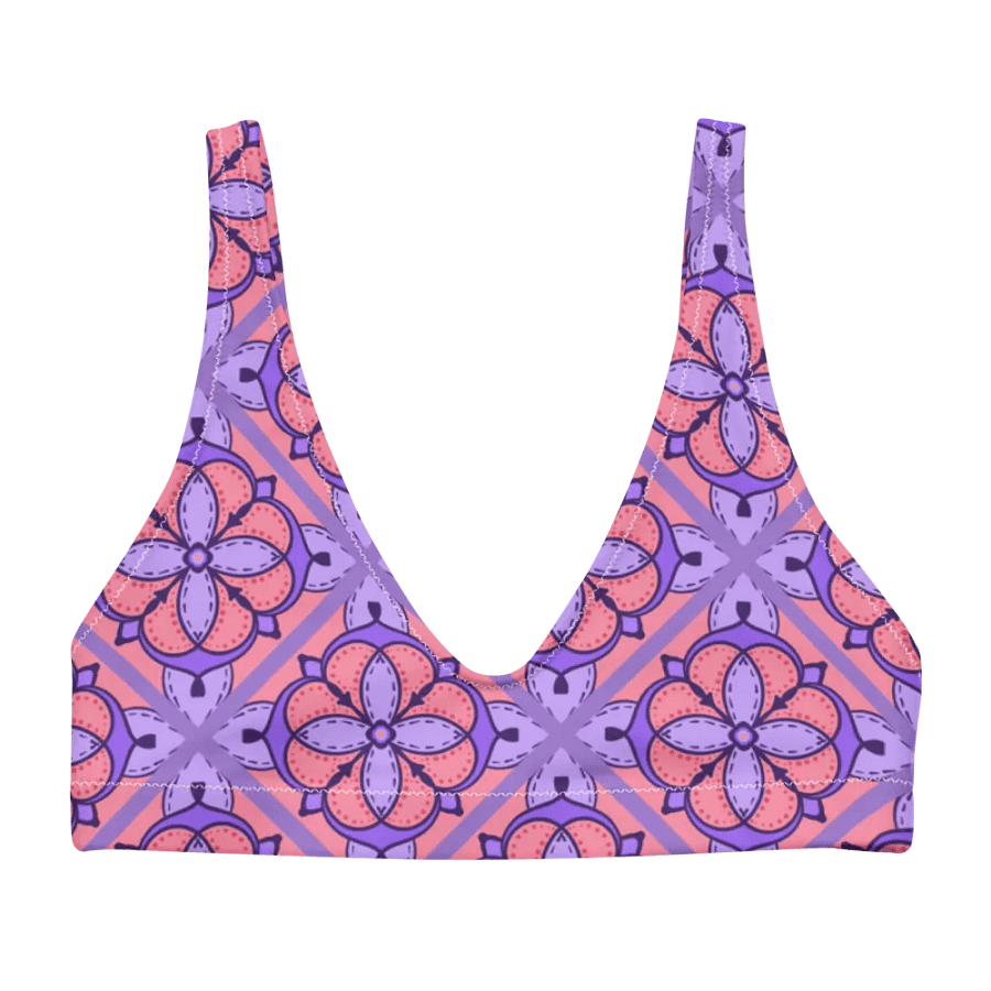 Peach and Lilac Symmetry Pattern Padded Bikini Top product image (4)