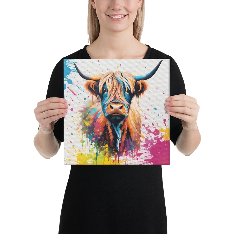 Multi Coloured Paint Splash Highland Cow Wall Art product image (4)
