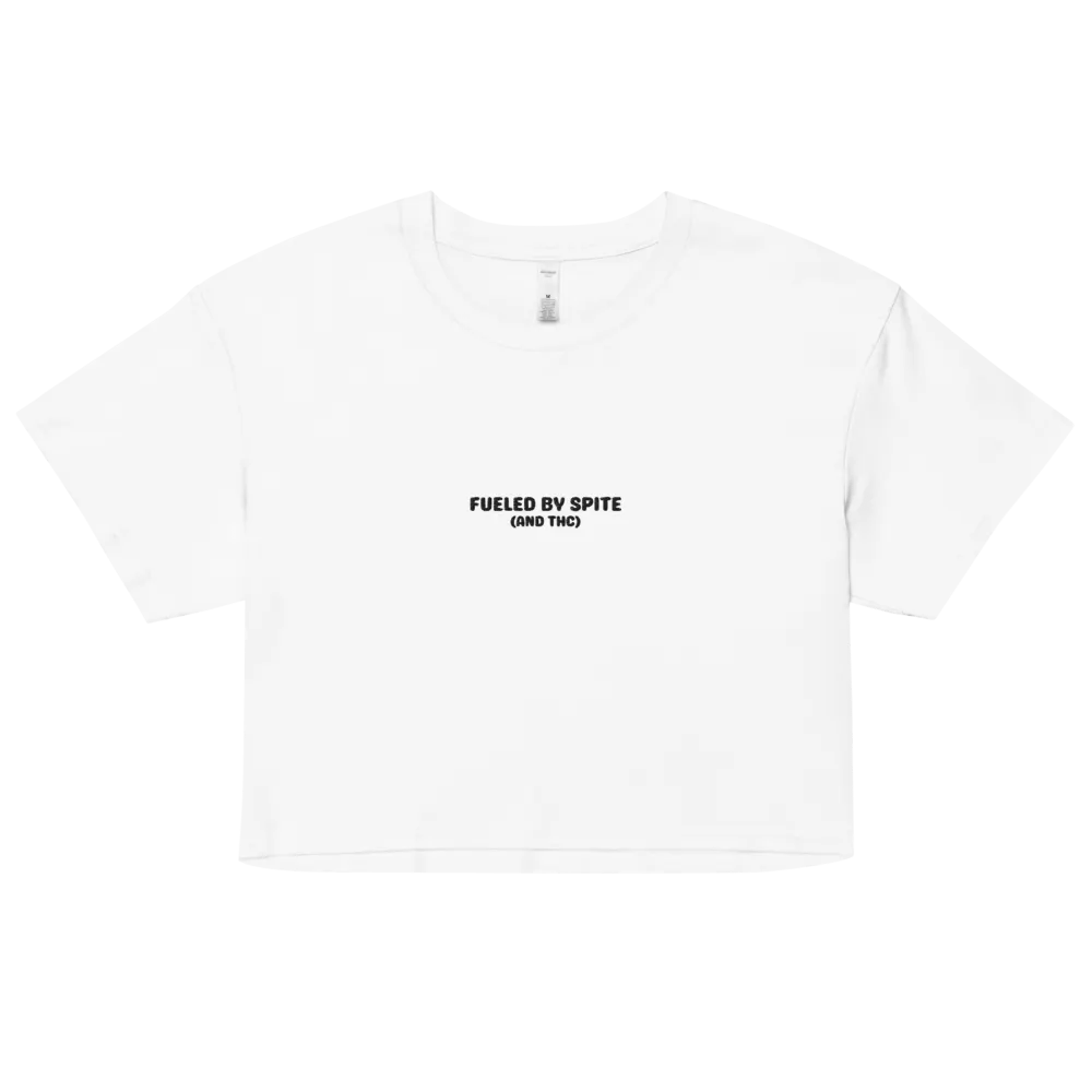 FUELED BY SPITE (black thread) embroidered cotton crop top product image (37)