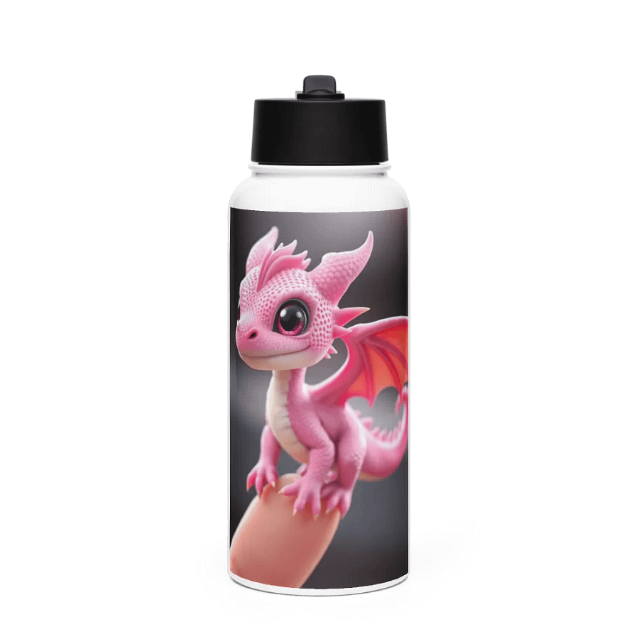 Whimsical Pink Dragon Stainless Steel Water Bottle product image (1)