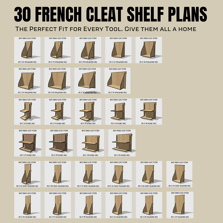 Ultimate French Cleat Shelf Bundle | 30 Precision Laser-Cut Plans for a Perfectly Organized Workshop product image (2)