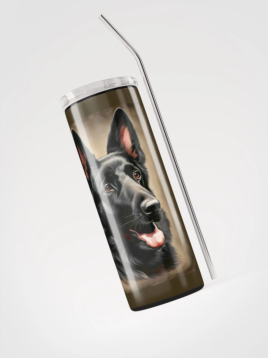 Black German Shepherd Stainless Steel Tumbler With Straw product image (4)