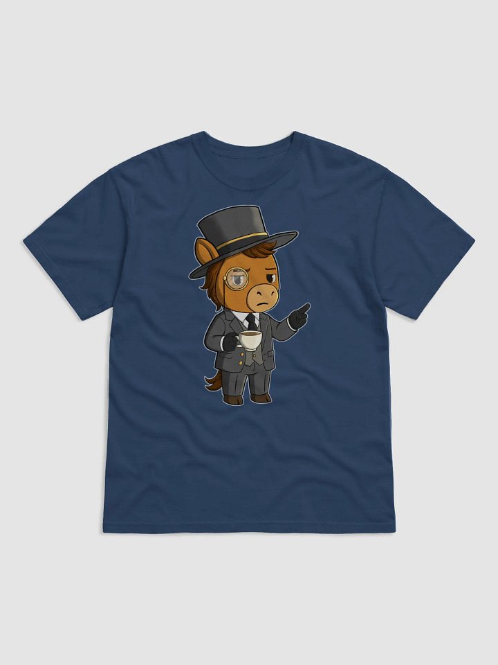 Waffle Sir T-Shirt | Fancy Plush Horse Sipping Tea | Monocle & Sass Gentleman Meme Tee product image (2)