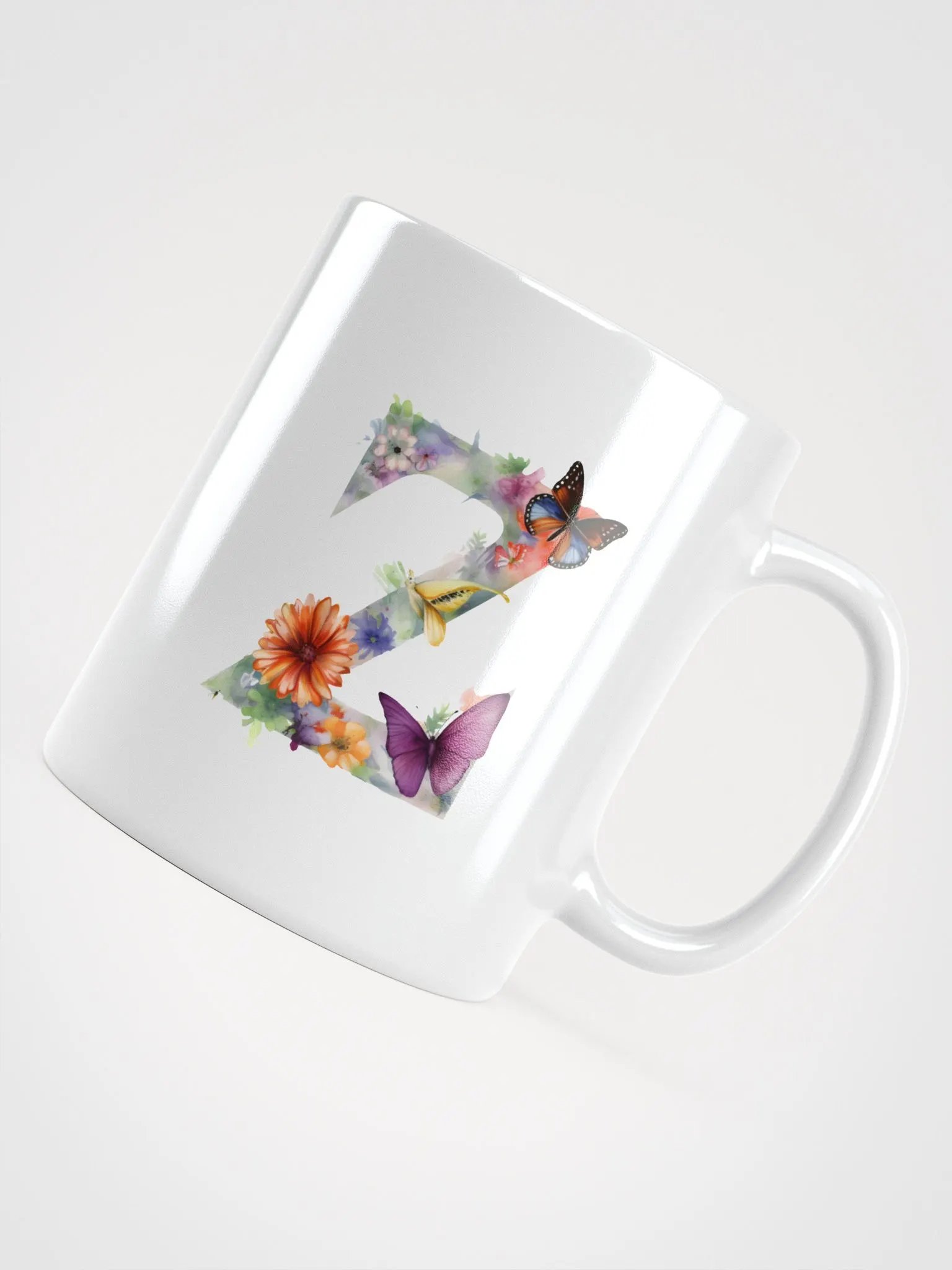 Letter Z Monogram Floral Fantasy White Glossy Mug product image (11)