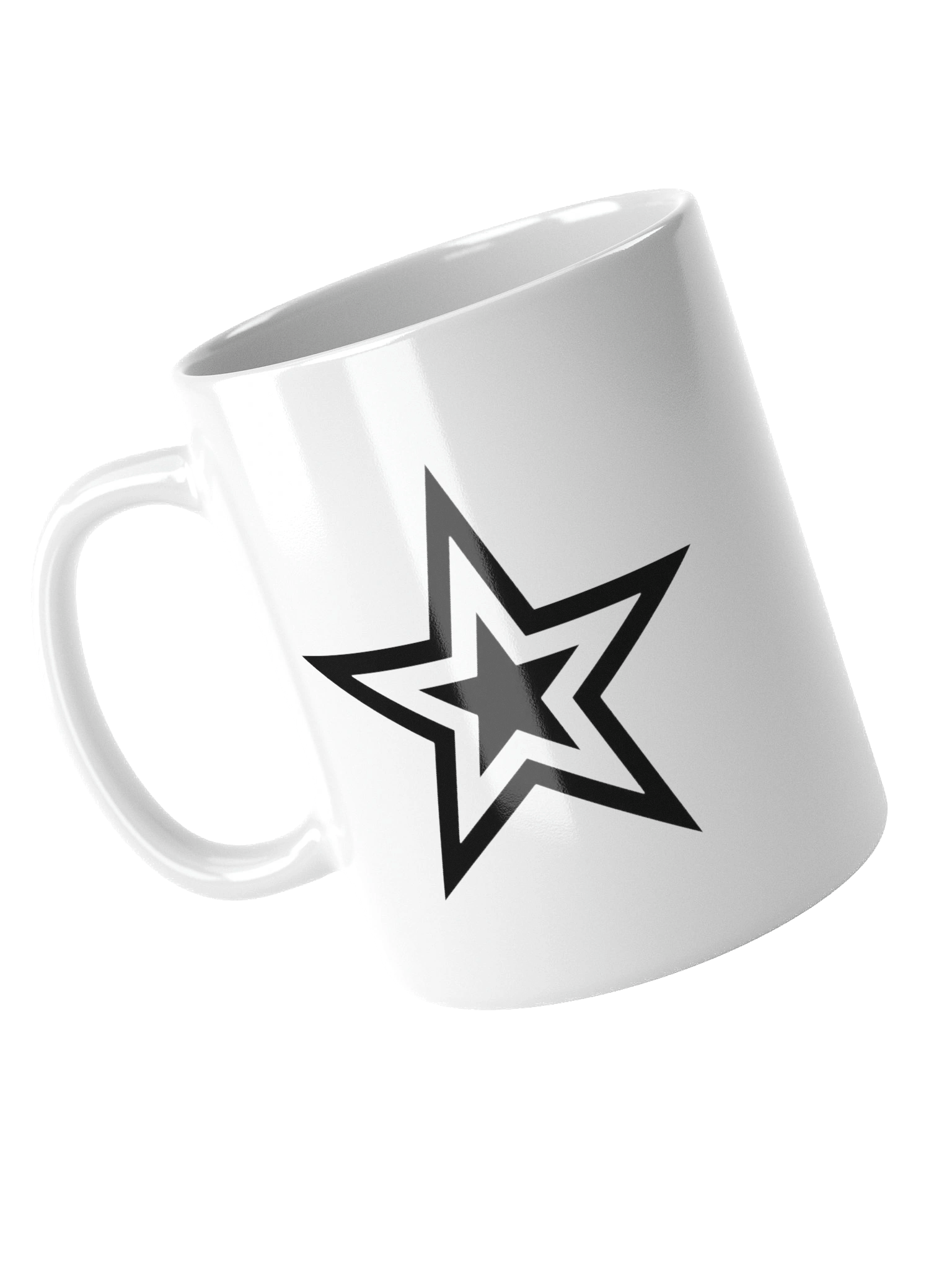 Bold Black Star Print White Glossy Mug product image (4)