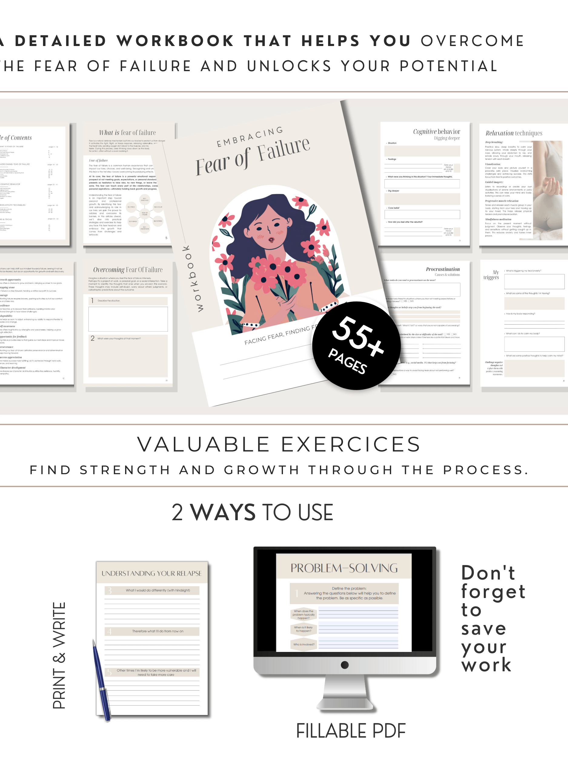 Fear Of Failure Workbook - Printable and Fillable PDF Instant Download product image (2)