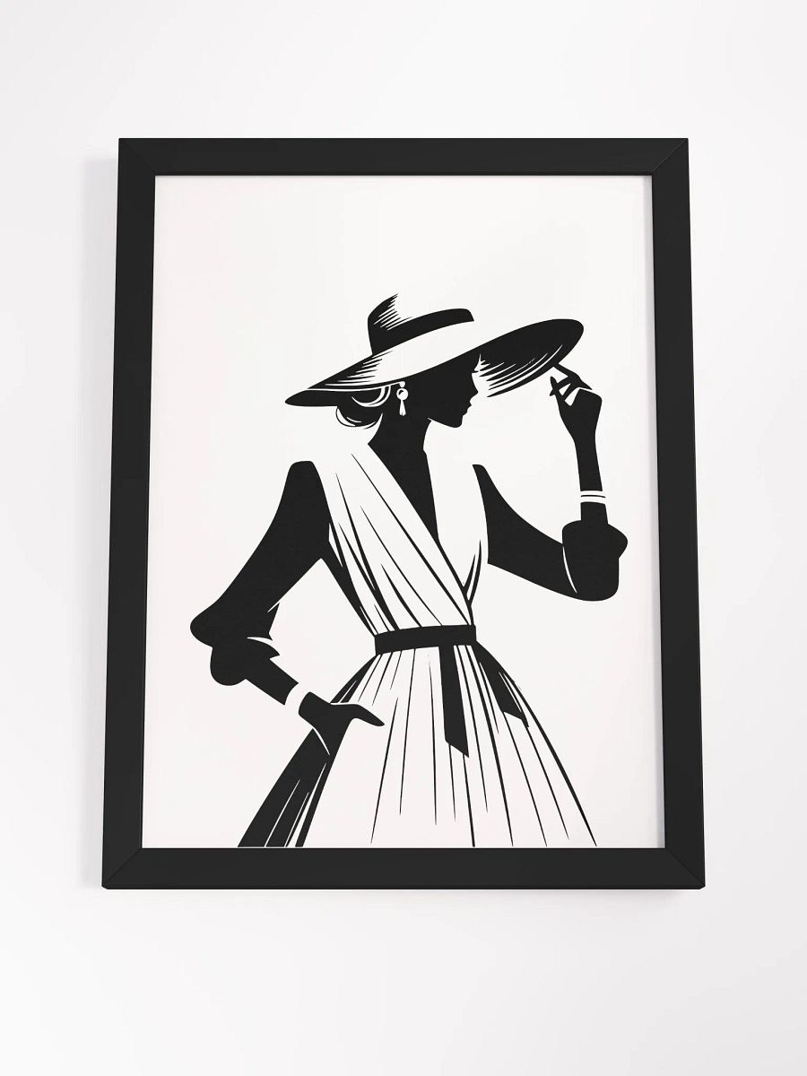 Elegant Church Lady – Black & White Vector Art (Framed Poster) product image (29)