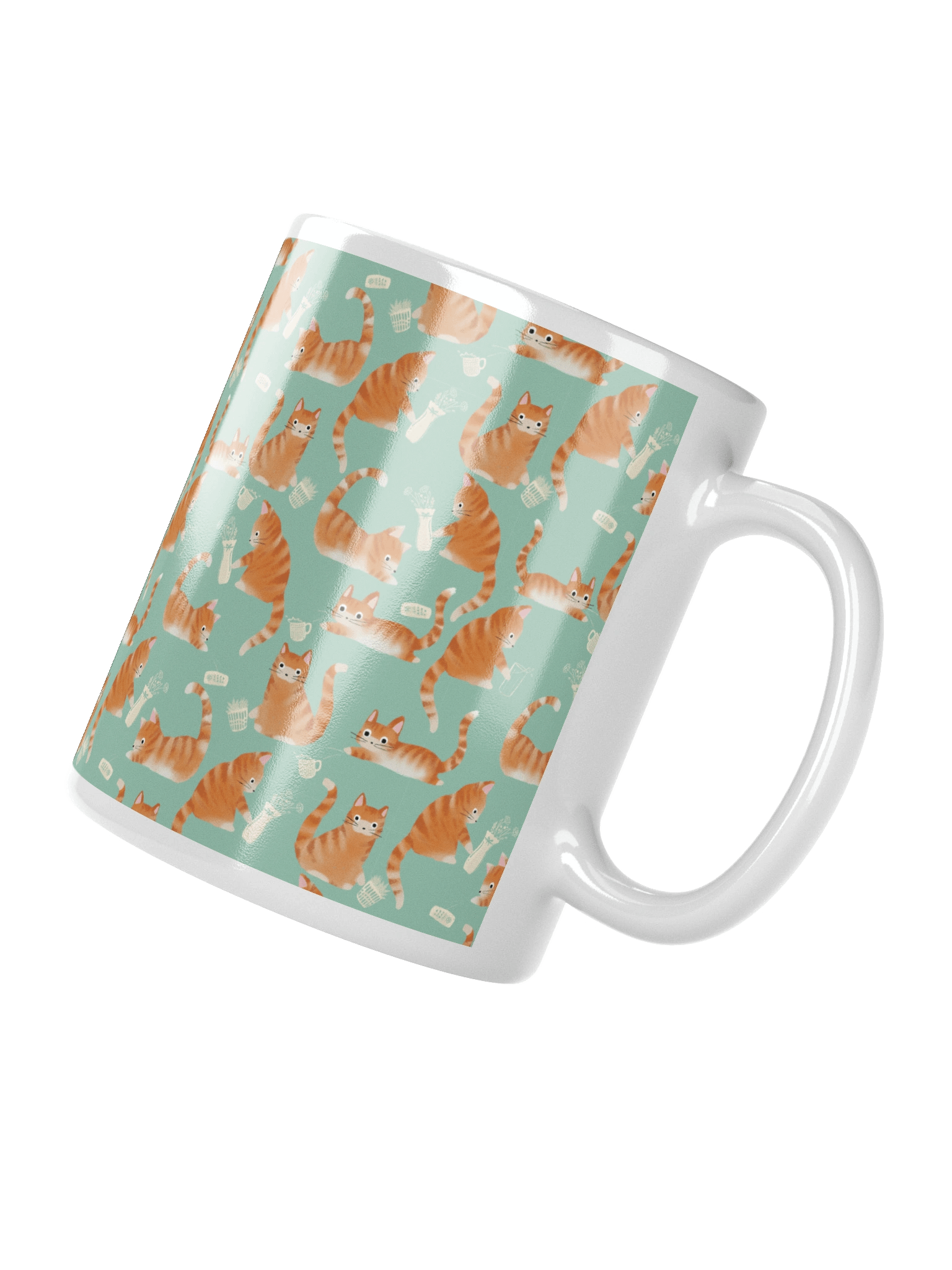Bad Orange Tabby Cats Knocking Stuff Over Mug, Green product image (2)