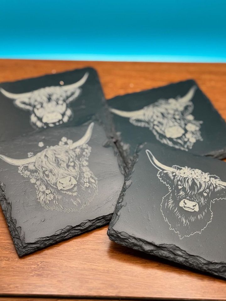 Copy of Highland Cow Slate Coasters (4 Pack)- Bring the Highlands Home product image (1)