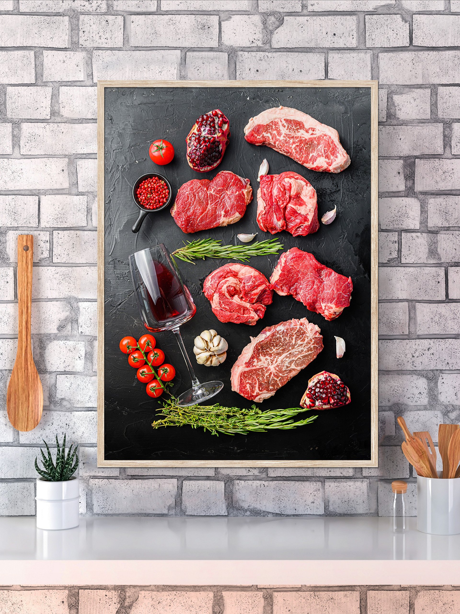 Wine, meat, tomato (Italian, Spanish cuisine) — Food kitchen poster/blackboard, kitchen wall art, aesthetic poster, minimalist poster product image (25)