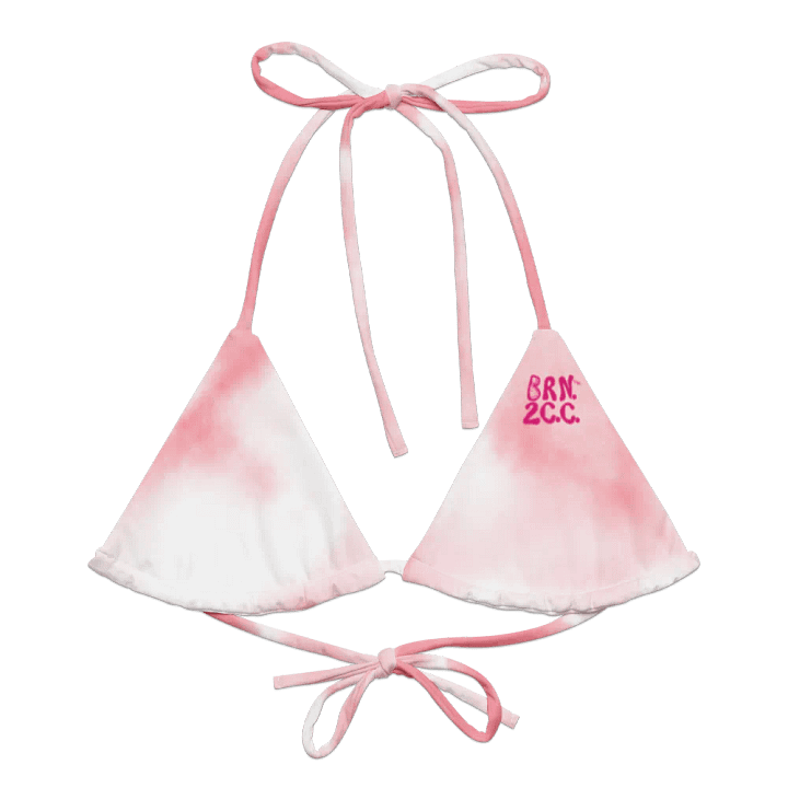 Pastel Pink and White Tie-Dye | String Bikini TOP – BOURNE to Cape Cod™ | Pink Logos product image (1)