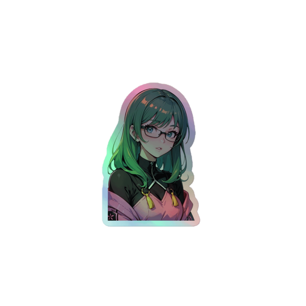 (GREEN WAIFU) HOLOGRAPHIC" STICKERS product image (1)