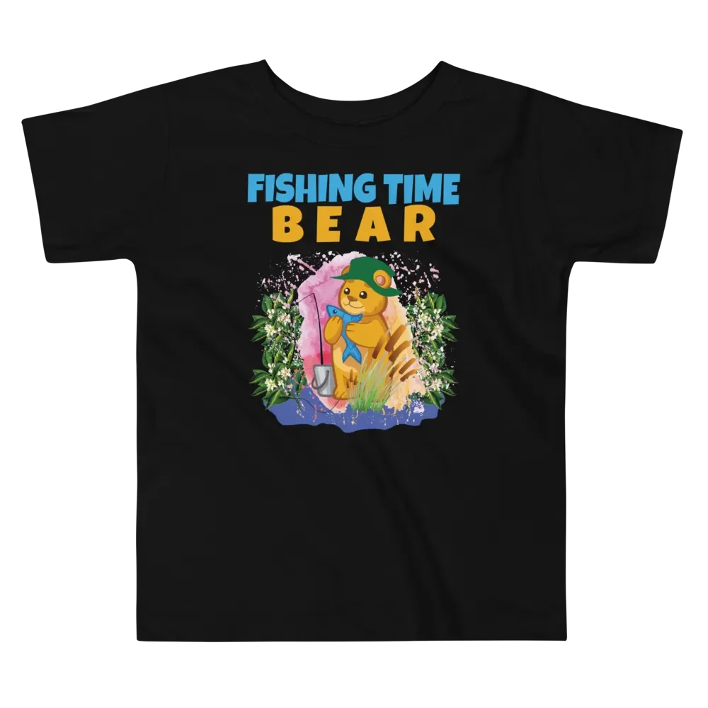 BEAR FISHING TIME Cute Colorful Funny Bella +Canvas Toddler T-Shirt – Fun Gift for Kids product image (7)