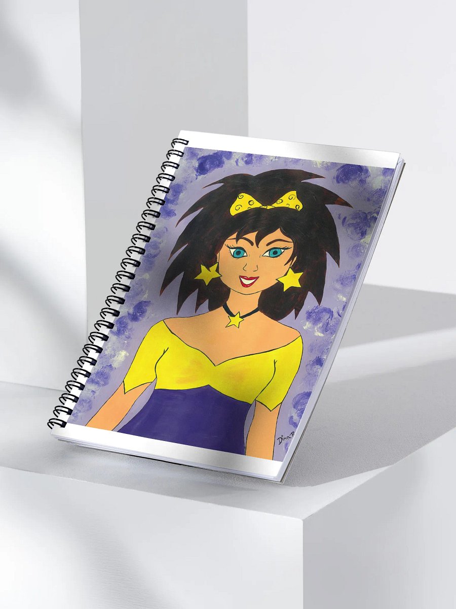 Girl with the stars (art by Dina R.) acrylic painting picture - Spiral Notebook product image (3)