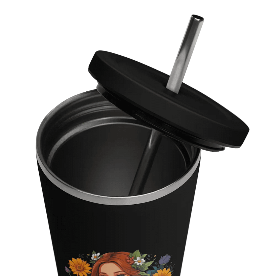 Bloomcore Flower Girl 20 oz Tumbler Cup - Black - Insulated Tumbler with a Straw - v1 product image (11)