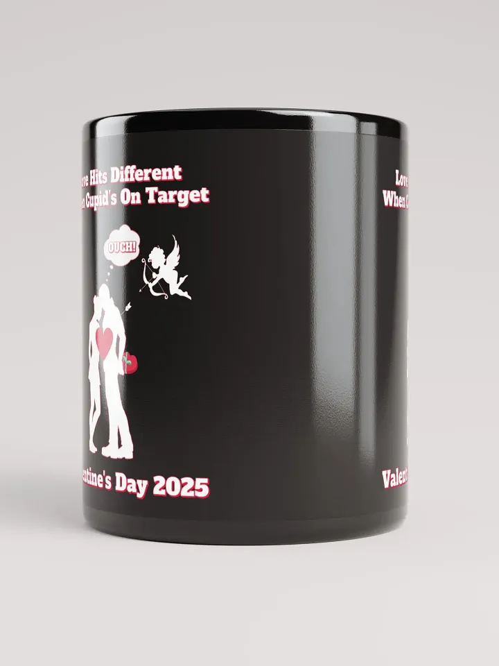 When Cupid's On Target Valentine's Day Black Mug product image (2)