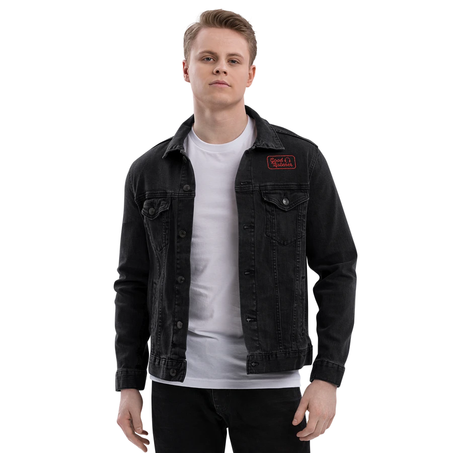 Good Listener Logo Embroidered Jean Jacket - Black and Red product image (14)