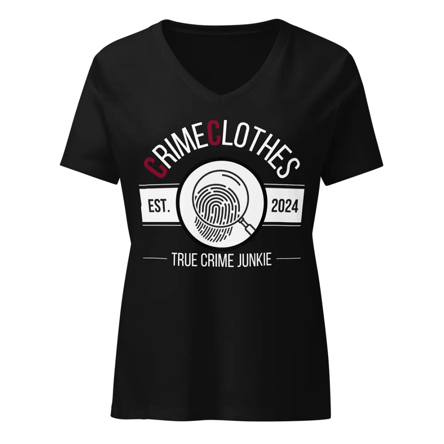 CrimeClothes True Crime Junkie Logo Relaxed V-Neck T-Shirt product image (1)