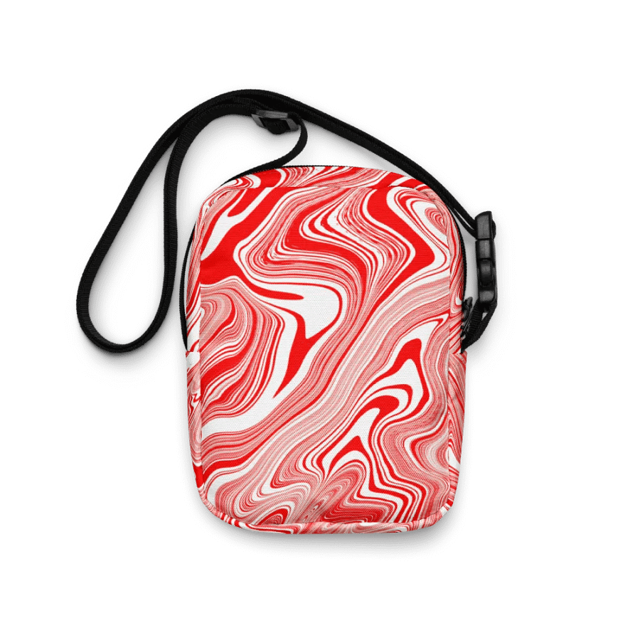 Utility Crossbody Bag - Red and White Liquid Swirls product image (6)