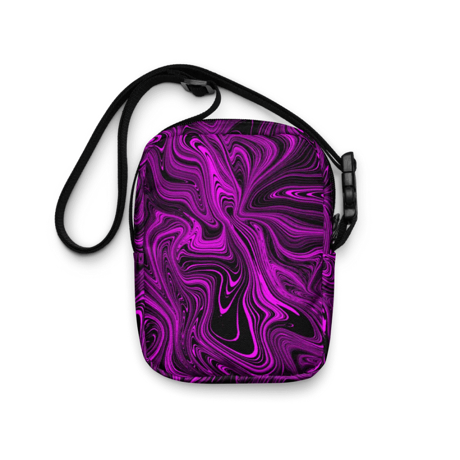 Utility Crossbody Bag - Purple and Black Fluid Swirls product image (1)