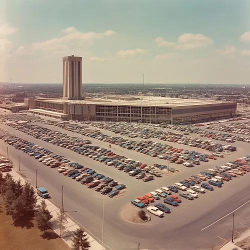 Factory parking lot, 1968.