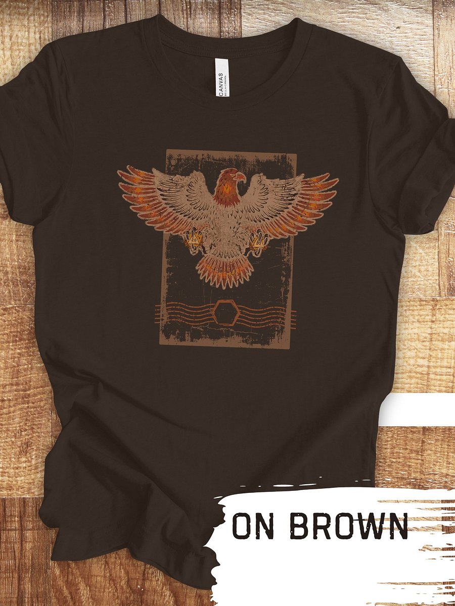 Grunge D20 Board Gaming Shirt, Brown Western Eagle Dice T-shirt product image (5)