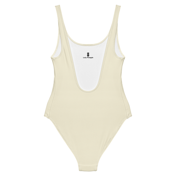 Off White Beige Solid Color Retro Inspired Women's One Piece Swimsuit product image (2)