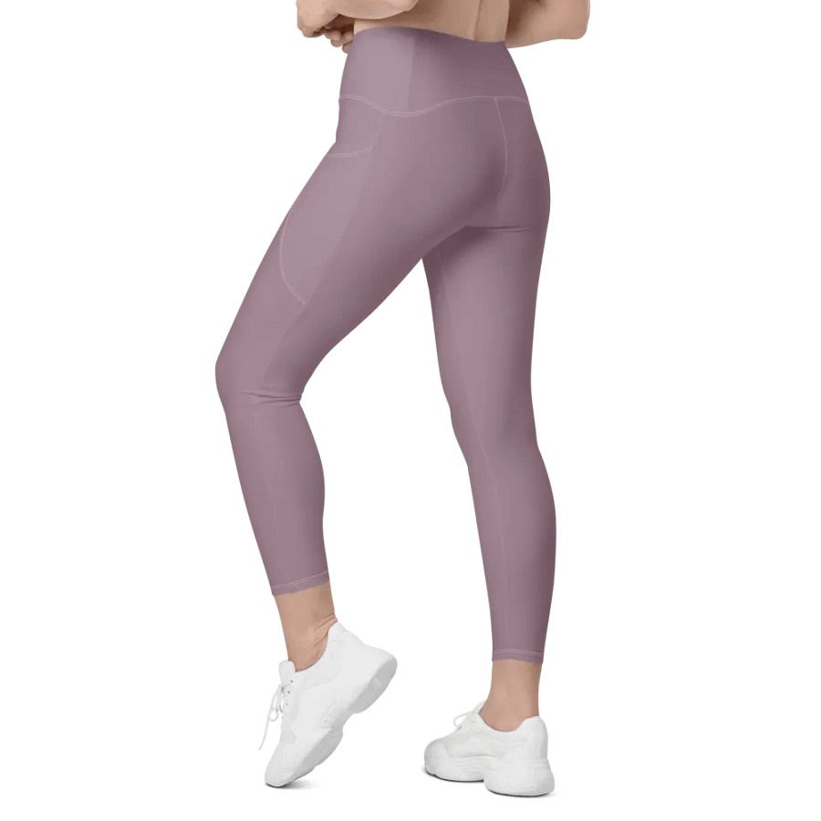 Plain Cool Brown Light Summer Women's High Waisted Premium Crossover Leggings with Pockets by Treasure Pie product image (12)
