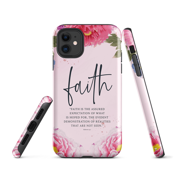 iPhone® Tough Case – “Faith” Pink Floral Scripture Design product image (1)