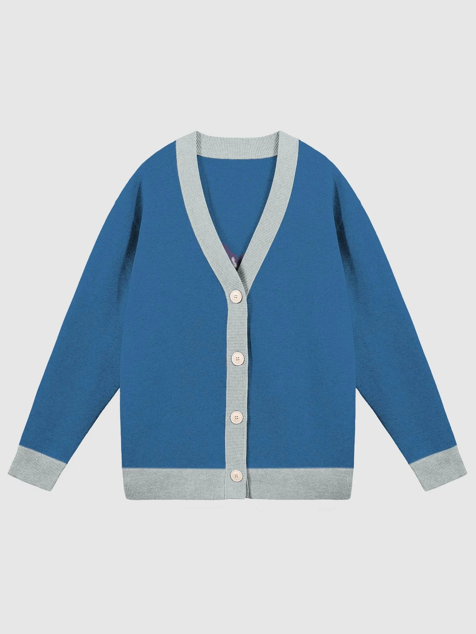 Bubbly and a B*tch (lg. lined design, duotone blue and green) knitwear cardigan product image (1)