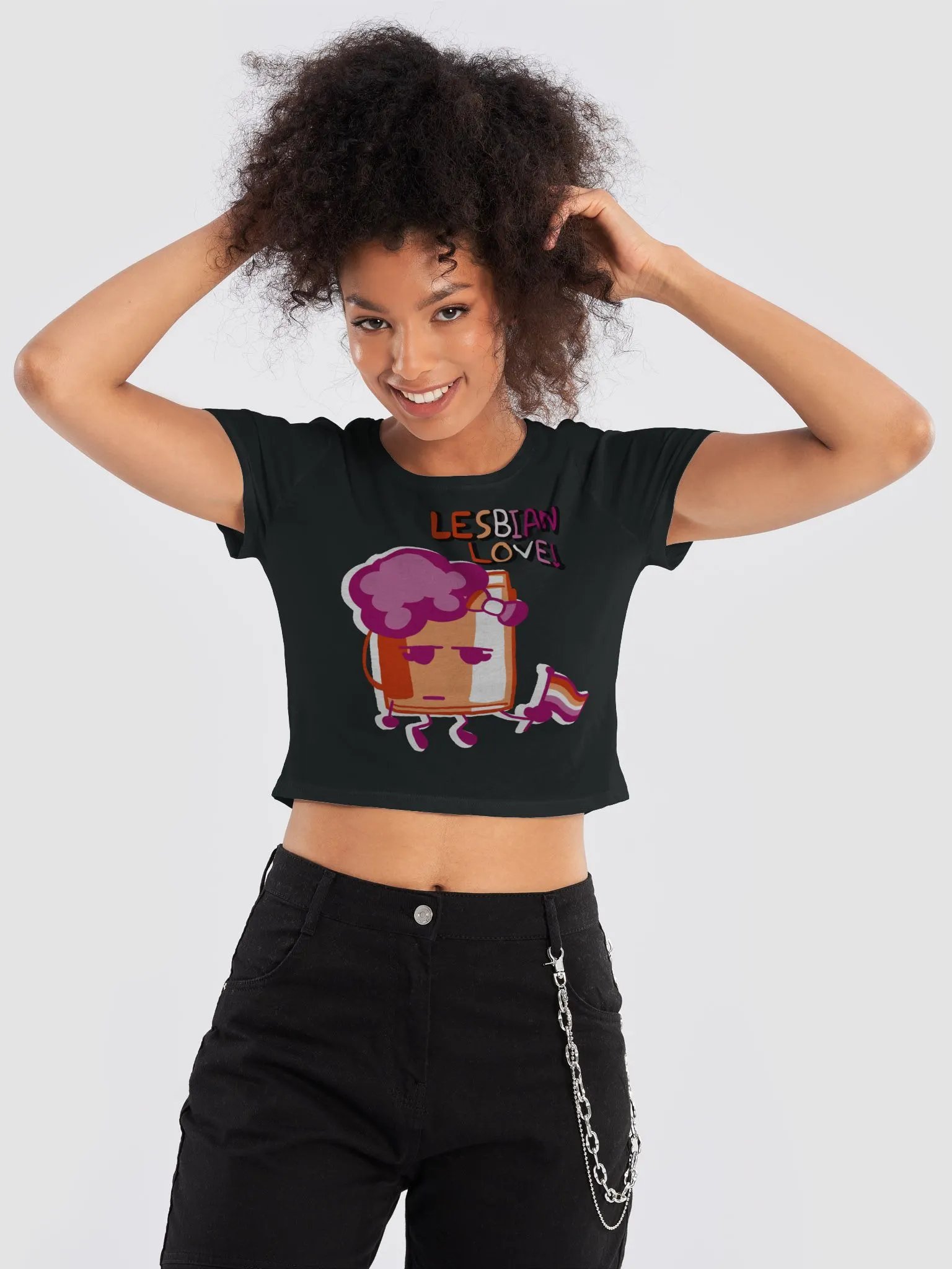 Paint Bucket Lesbian Love Crop Tee product image (9)