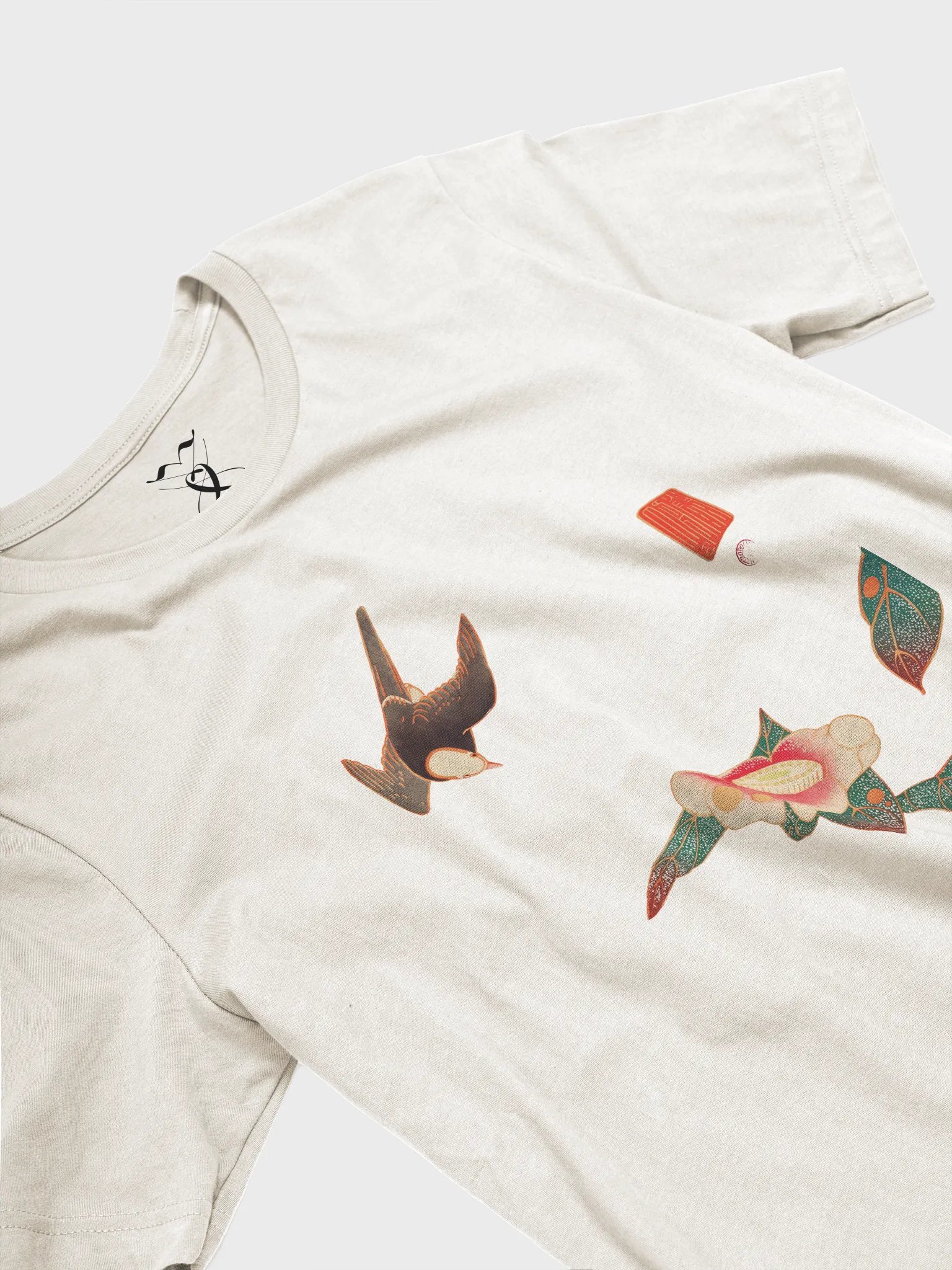 Swallow and Camellia Print Bella+Canvas Unisex Supersoft T-Shirt product image (3)