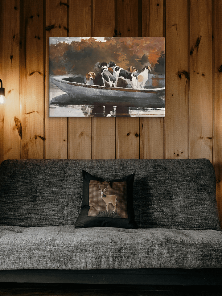 Hunting Dogs In Boat Watercolor Canvas Print product image (2)