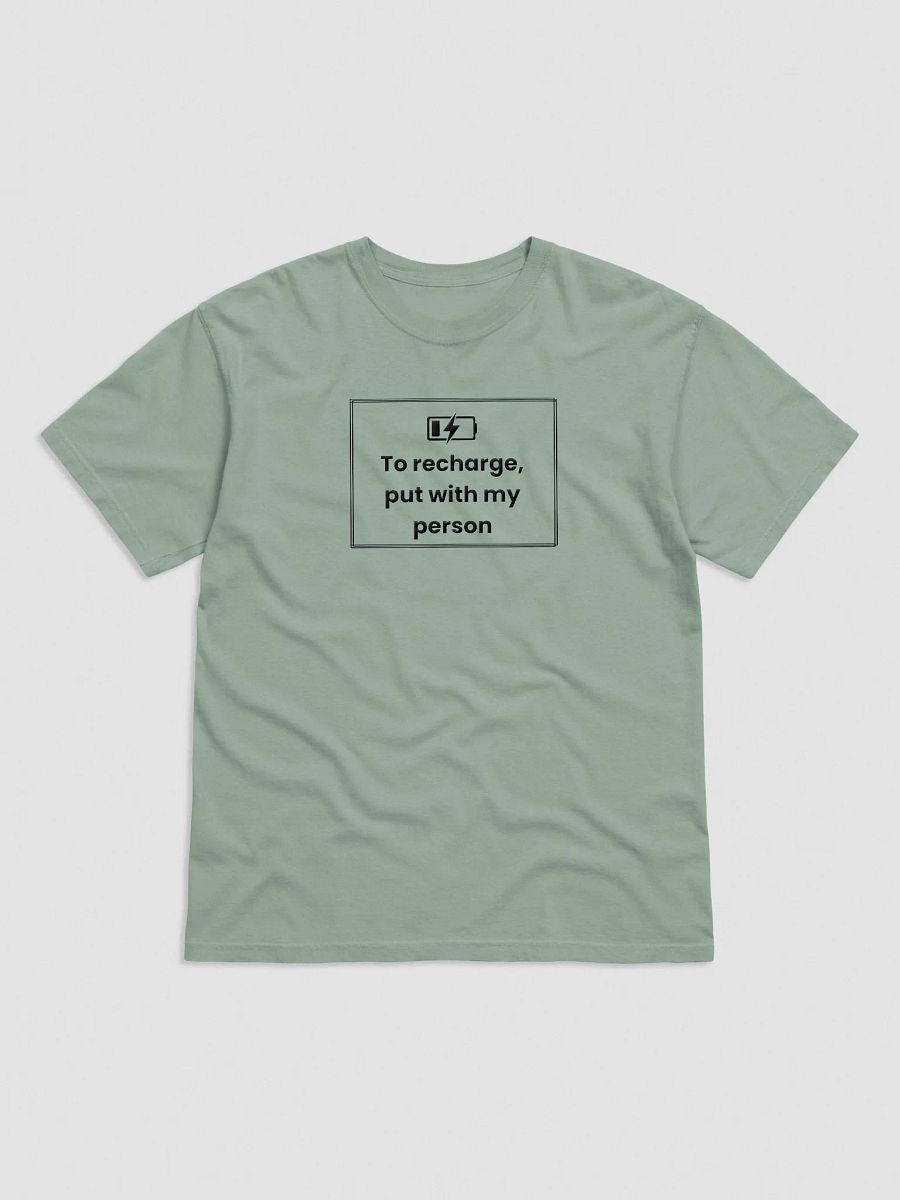 Embroidered T-Shirt - To Recharge, Put with my person - Black product image (2)
