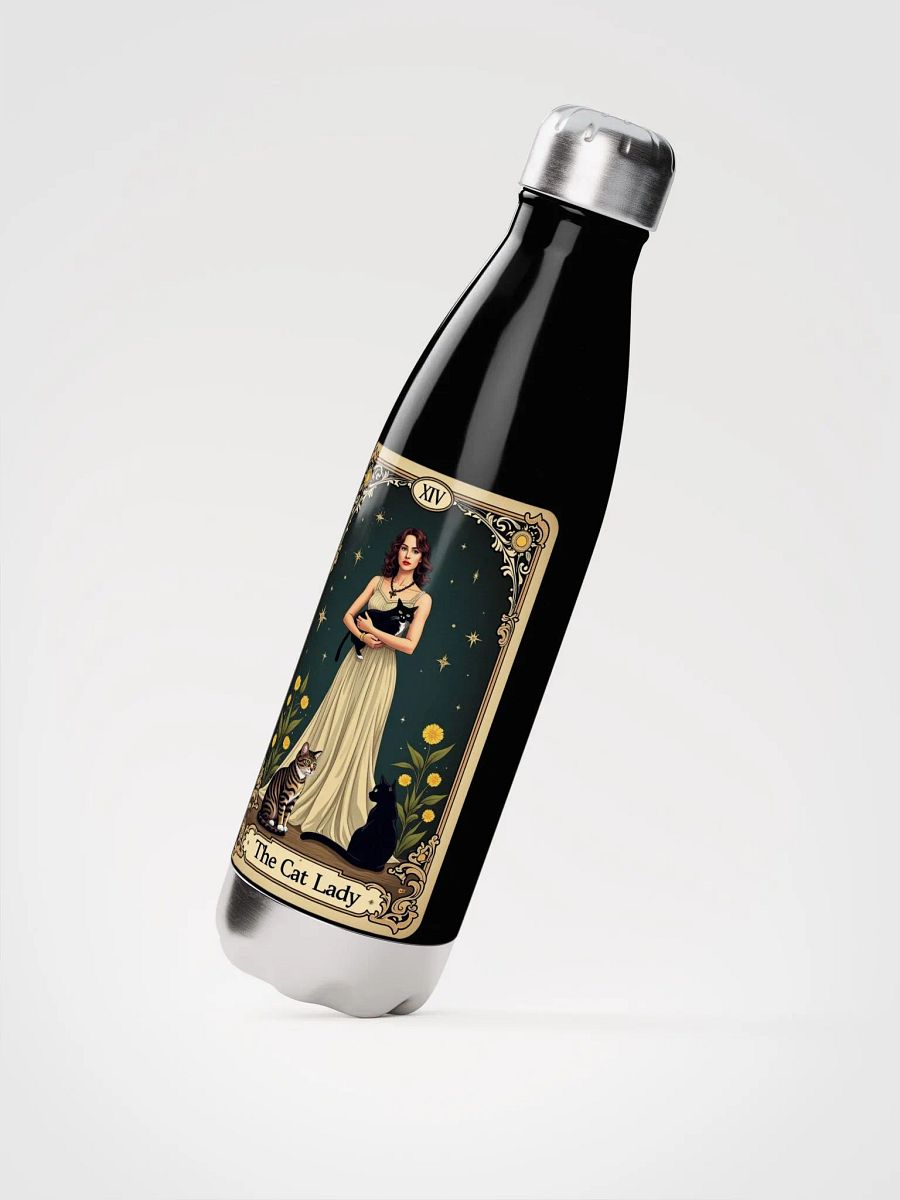 The Cat Lady Stainless Steel Water Bottle - Mystical Tarot Design product image (3)
