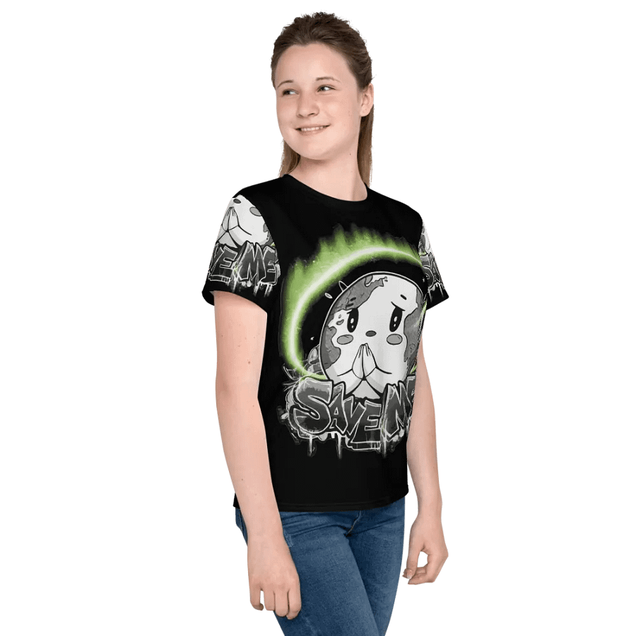 Save Me Youth Crew Neck T-Shirt | Eco-Friendly Style for Young Activists product image (12)