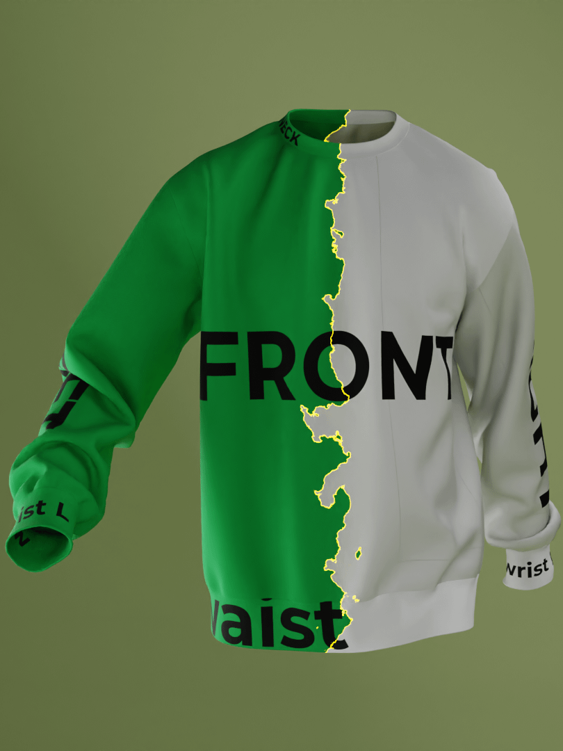 Sweatshirt With Waist Rib Mockup with Texture Transition and Glowing Effect (360 and Walking Animation) product image (1)