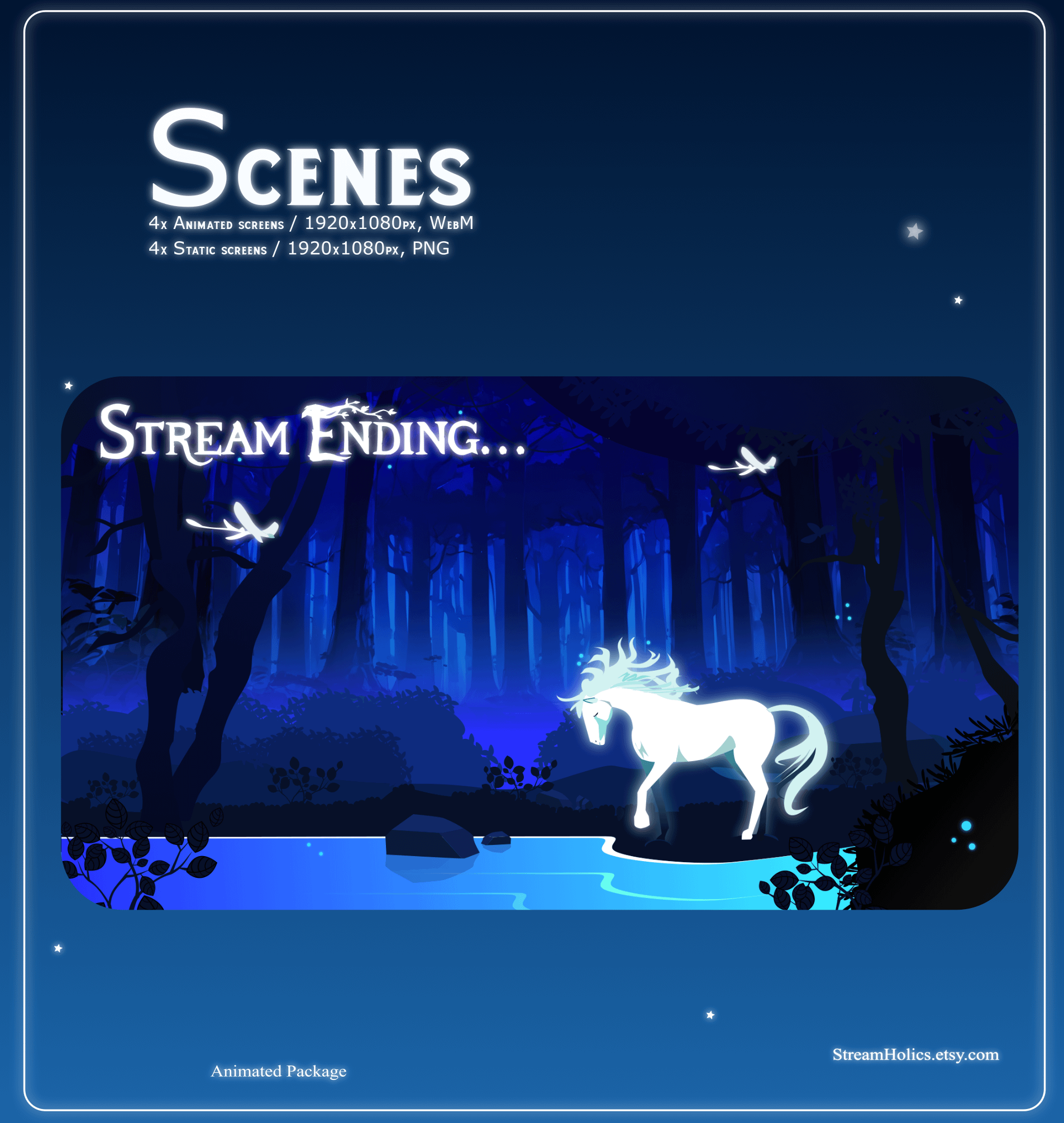 MAGICAL FOREST Stream Overlay Animated Pack, Magical Overlay Animated, Forest Stream Overlay, Horse Stream Overlay Animated, Blue Overlay product image (2)