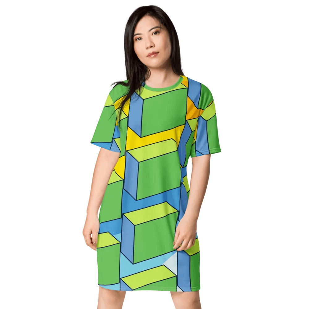 Colorful Large Block All-Over Print T-Shirt Dress product image (3)
