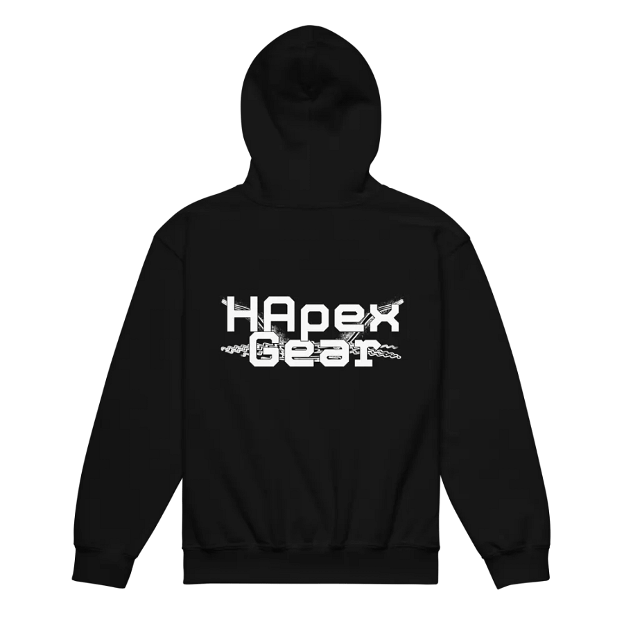 Youth Heavy Blend Hoodie - Embroidered - White HApex Gear Black Logo product image (6)