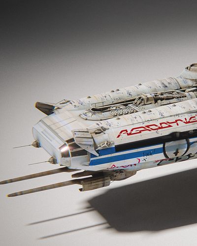 Aerodyne Lunarpunk Ship! #sciencefiction #spaceship #corpo #lunarpunk #nearfuture #aesthetics #artdirection