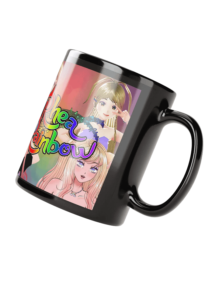 🌈Rhea Rainbow "POGgression" Black Glossy Mug! ☕🎶 product image (4)