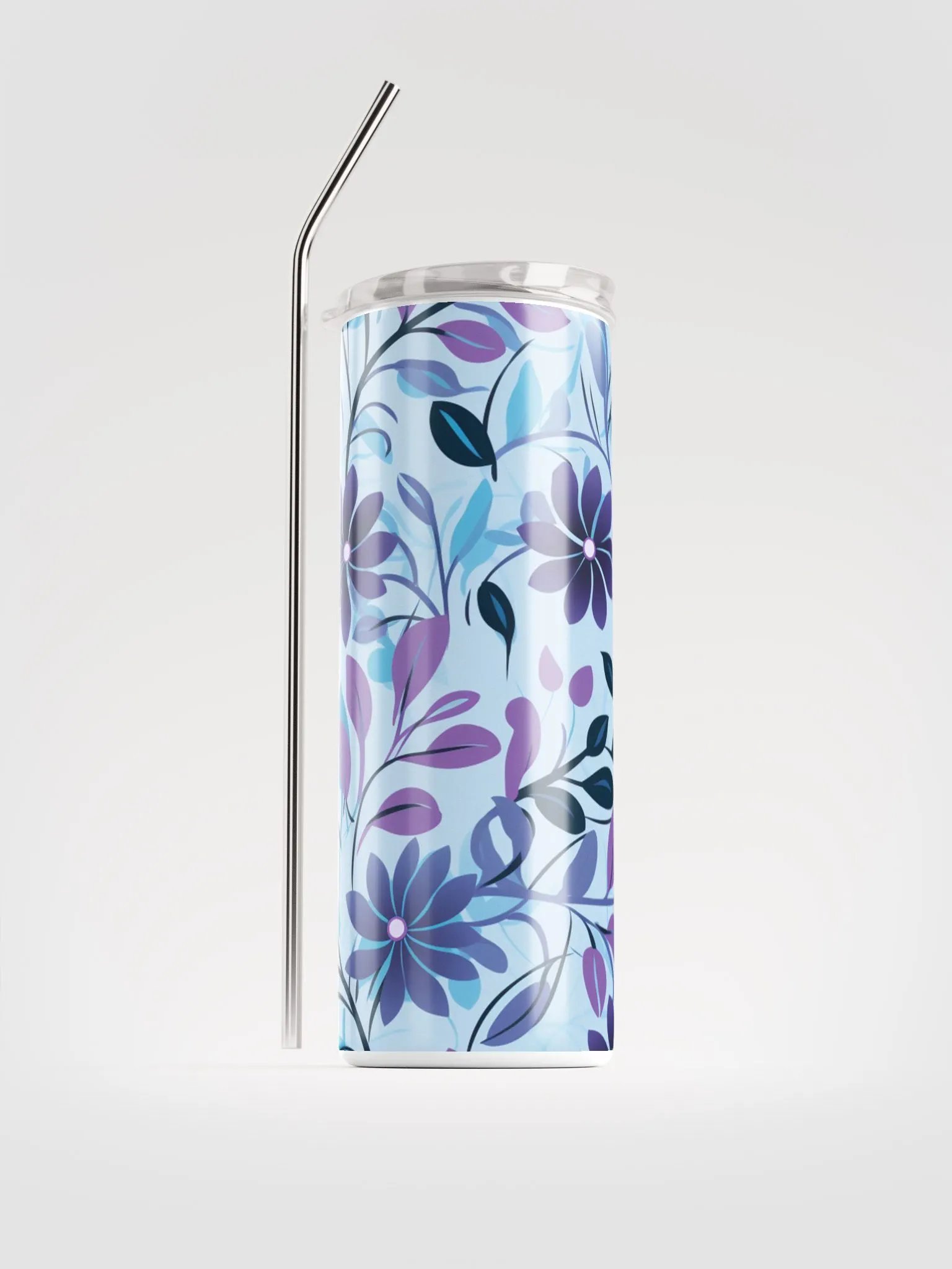 Pastel Purple Blue Tree Leaves Nature Stainless Steel Insulated Tumbler product image (1)