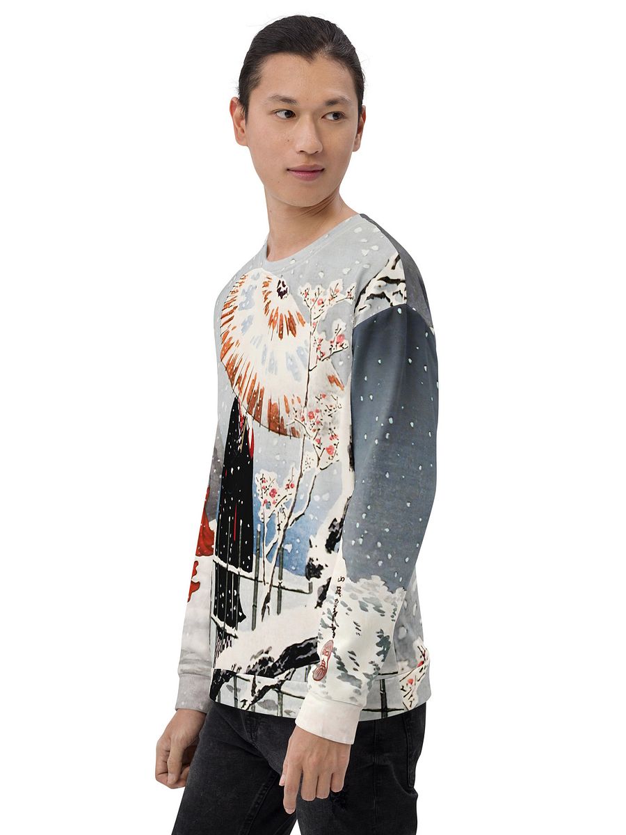 Plum Tree and Snowy Evening All-Over Print Recycled Unisex Sweatshirt product image (9)