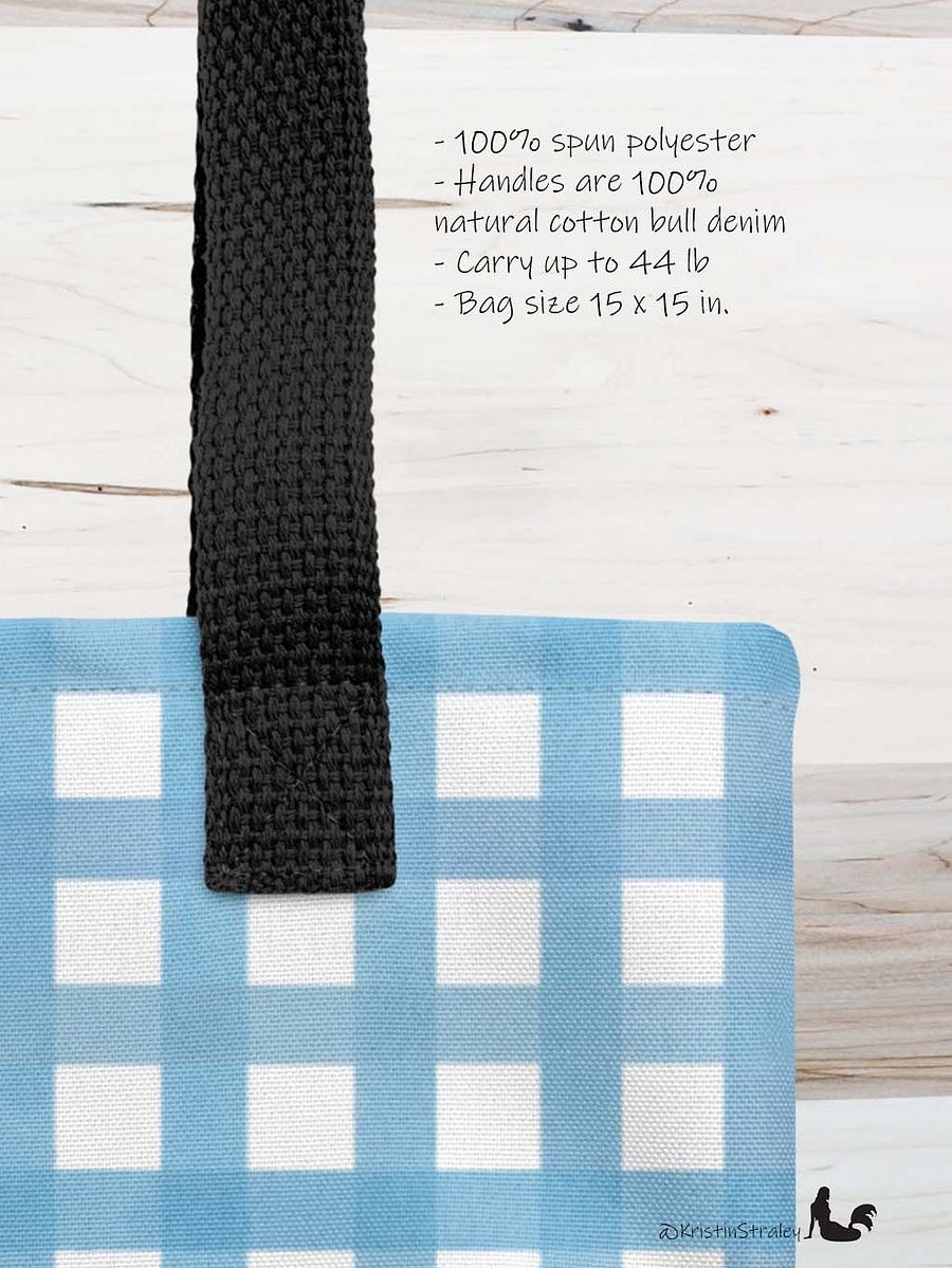 Blue Gingham Checker on White Tote Bag product image (3)