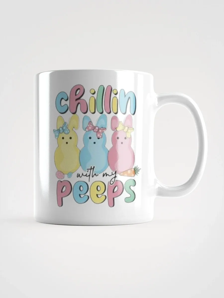 White Glossy Mug Cute Peeps product image (1)