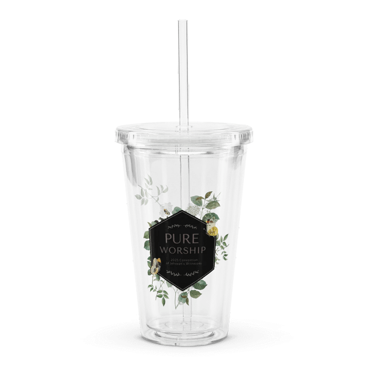 "Pure Worship" 2025 Convention of Jehovah's Witnesses | Botanical Double Wall Clear Plastic Tumbler product image (1)