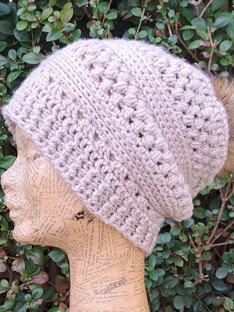 Moonberry Puff Slouch Beanie Crochet Pattern