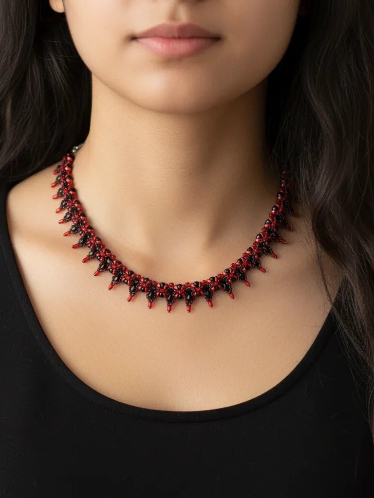 Cherry Crush Beaded Necklace - Red, Black product image (1)