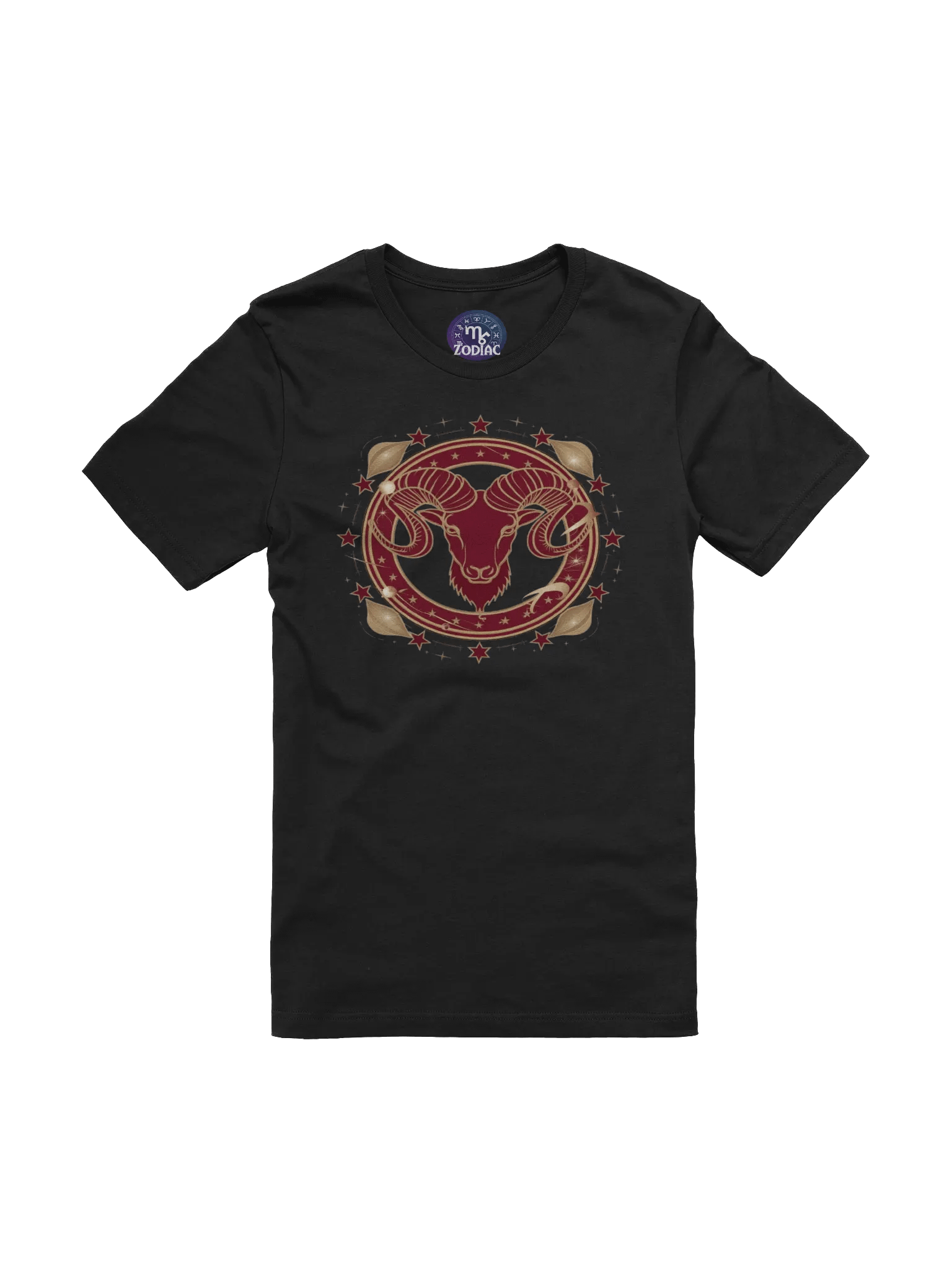 Exclusive Aries Zodiac T-Shirt - Regal Ram and Celestial Stars on Black product image (3)